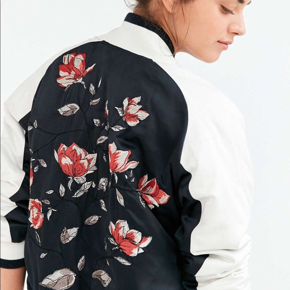 urban outfitters silk embroidered bomber